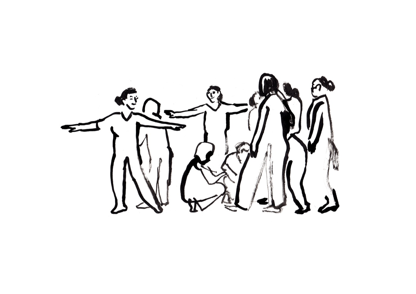 Il·lustració d'un grup de persones gaudint de la cultura