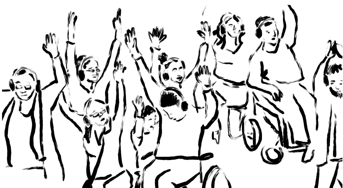 Il·lustració d'un grup de persones gaudint de la cultura