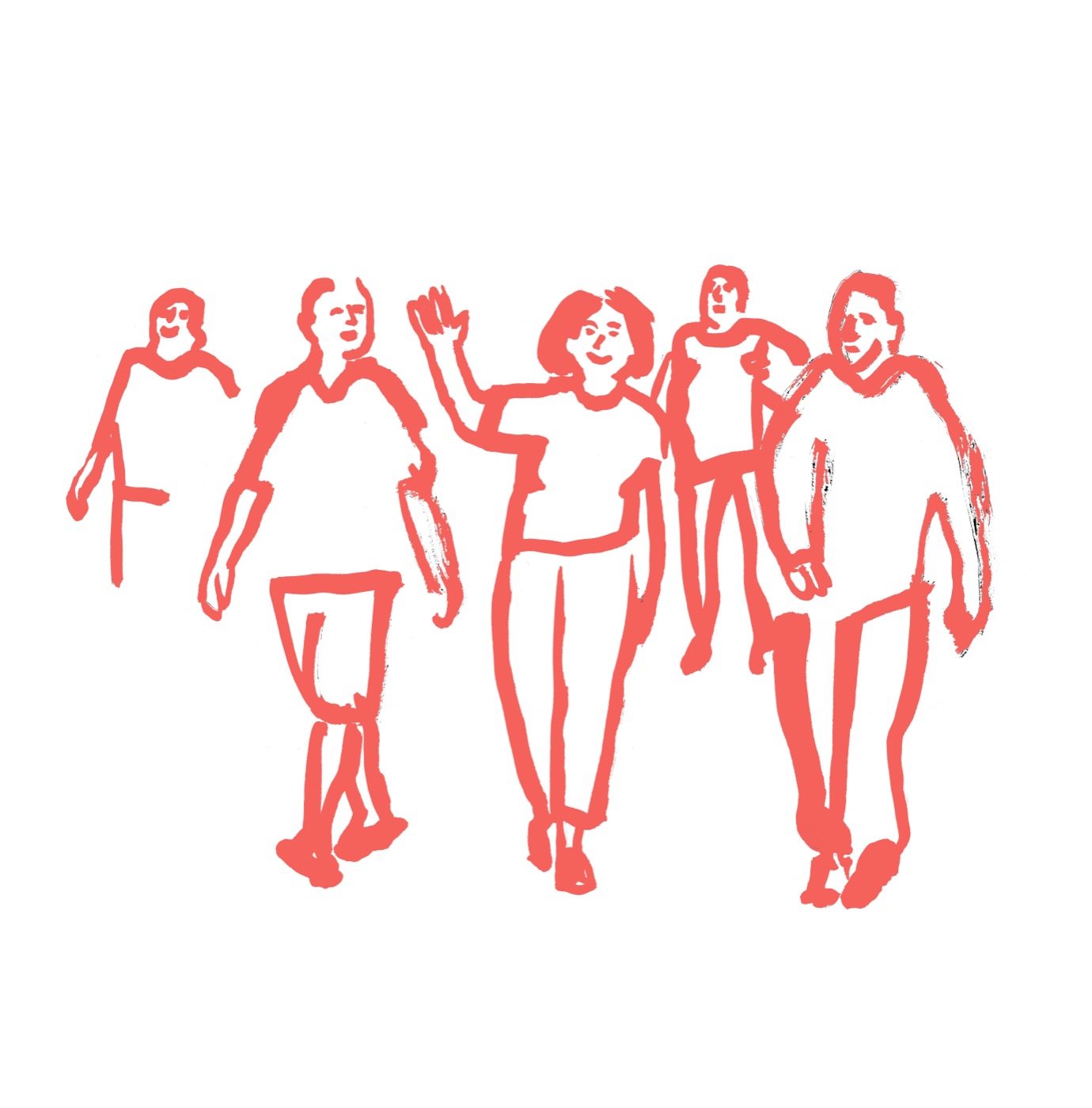 Il·lustració d'un grup de persones caminant